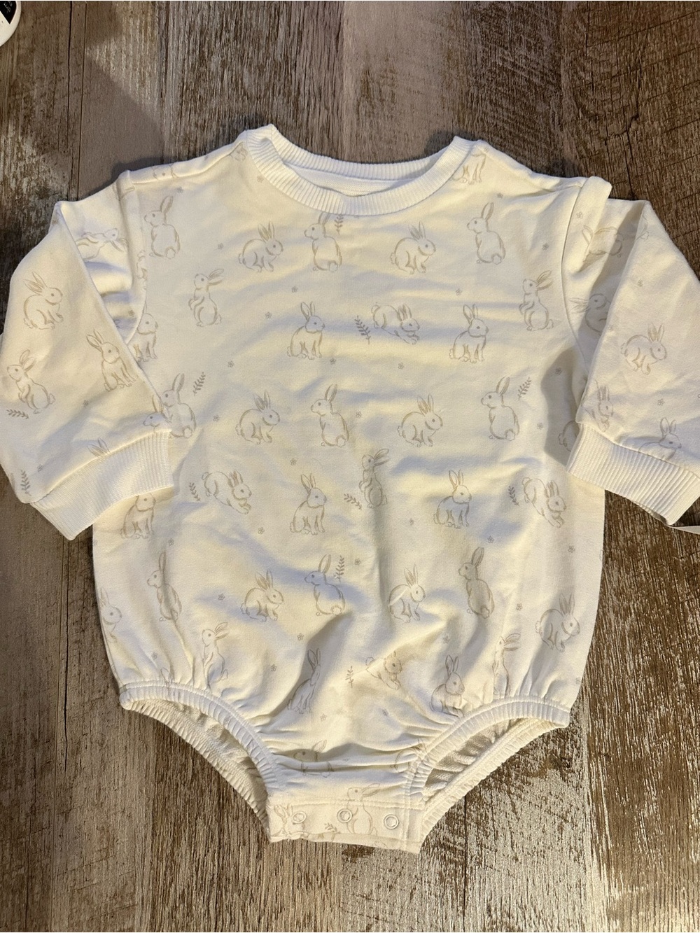 Soft White Bunny-Print One-Piece Bodysuit for Kids